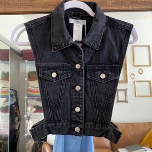 Adika Jean Cropped Black Jean Vest